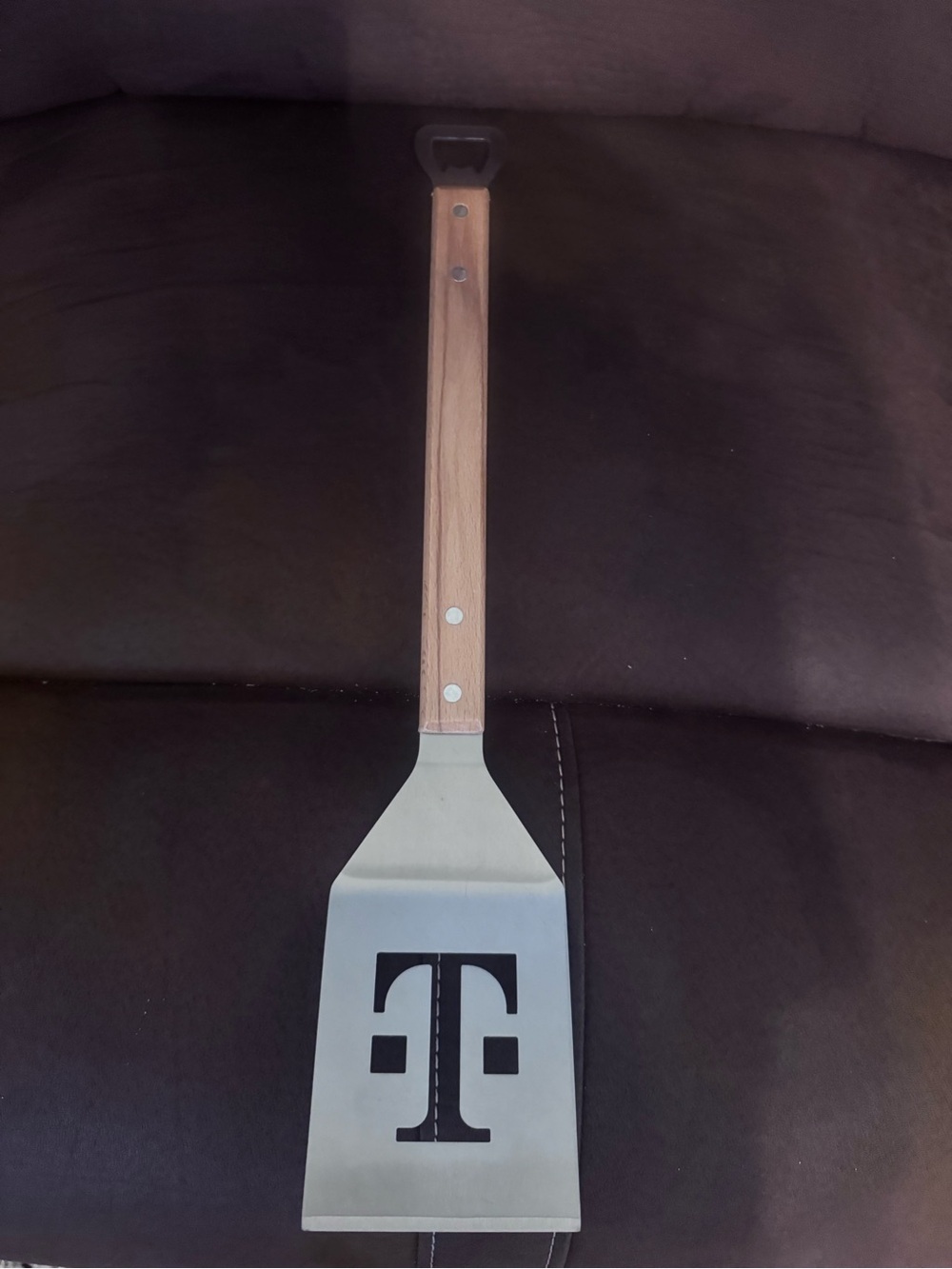 T Mobile 17” Grilling Spatula & Bottle Opener Stainless Steel w Wood Handle